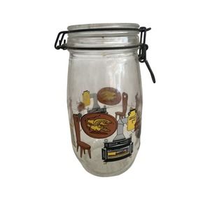 Vintage Bale Wire France Glass 1.5 L Canister Jar Butter Churn Wood Stove Chair